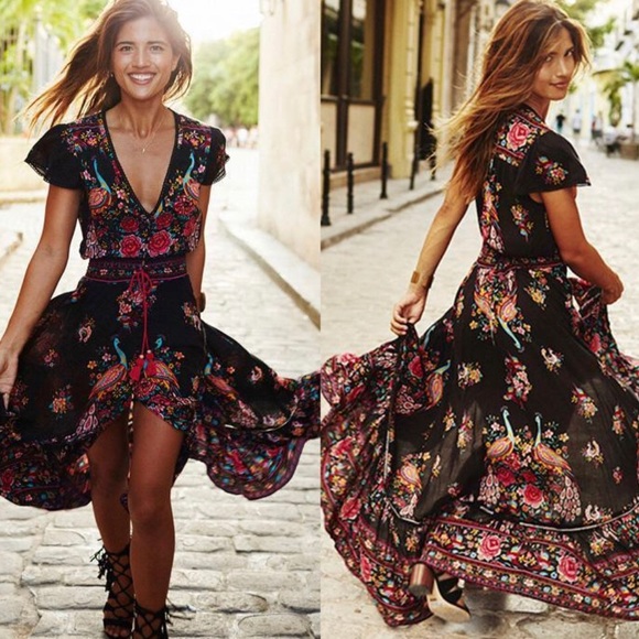 bohemian high low dress